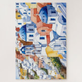 Santorin Grèce garde le puzzle de l'aquarelle (Vertical)