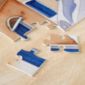 Santorin Grèce garde le puzzle de l'aquarelle (Côté)