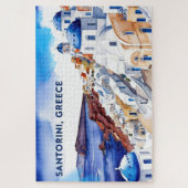 Santorin Grèce garde le puzzle de l'aquarelle (Vertical)
