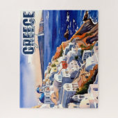 Santorin Grèce garde le puzzle de l'aquarelle (Vertical)
