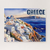 Santorin Grèce garde le puzzle de l'aquarelle (Horizontal)