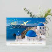 Santorin Grèce Mariage Enregistrer la date Carte p (Debout devant)