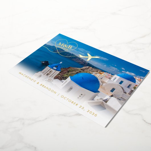 Santorin Grèce Mariage Enregistrer la date Carte p (Rotation)