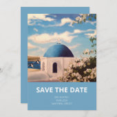 Santorin Grèce Mariage Sauvez la date Invitation (Devant / Derrière)