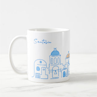 Santorin mug, Souvenir from Greece, hand drawing Koffiemok