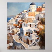 Santorin Oia Grèce Peinture Art Impression Affiche (Devant)