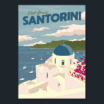 Santorin - Poster Vintage voyage<br><div class="desc">Ramenez la destination de vacances la plus inoubliable de Grèce. Vacances romantiques à Santorin, le précieux bijou de la mer Egée.</div>