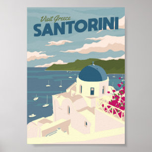 Santorin - Poster Vintage voyage