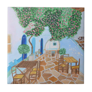Santorini 2 decoratieve tegel tegeltje