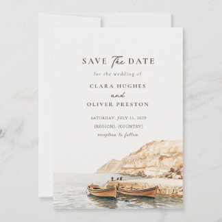 Santorini Aangemeerde Botens Kalksteen Baai Bruilo Save The Date