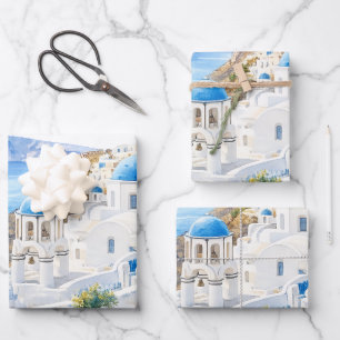 Santorini Aquarel Griekenland Bestemming Cadeau Inpakpapier Vel