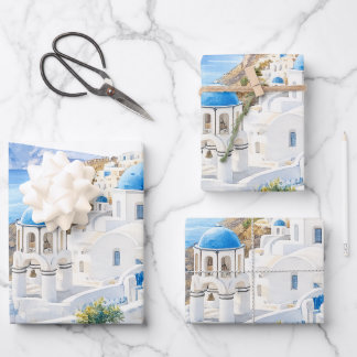 Santorini Aquarel Griekenland Bestemming Cadeau Inpakpapier Vel