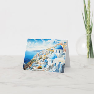 Santorini aquarel schilderij ontwerp. kaart
