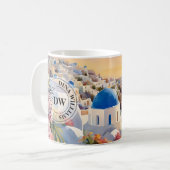 Santorini Aquarelle Art & Monogram Mug (Devant gauche)