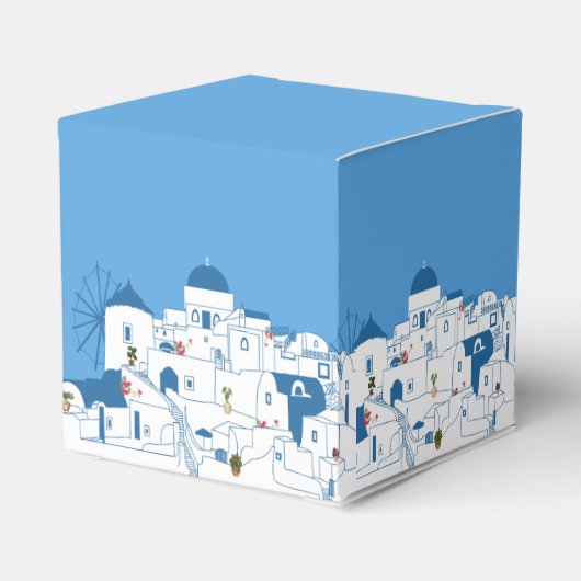 Santorini Bestemming Grieks Eiland Bruiloft Bedankdoosjes (Achterkant)