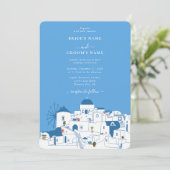 Santorini Bestemming Grieks Eiland Bruiloft Kaart (Staand voorkant)