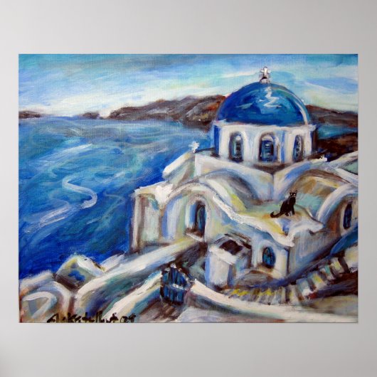 Santorini Black Cat Poster (Voorkant)