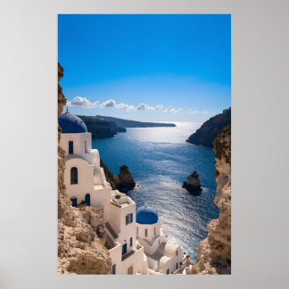 Santorini Blau Horizon Poster