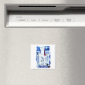 Santorini Blauw en Wit Reizen Magneet (Insitu (Vaatwasser))