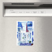 Santorini Blauw en Wit Reizen Magneet (Insitu (Vaatwasser))