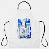 Santorini Blauw en Wit Reizen Schort (Voorkant)