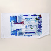 Santorini Blauw en Wit Reizen Strandlaken (Voorkant)