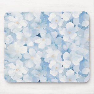 Santorini Blauw Witte Bloemen Muismat