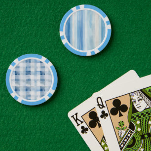 Santorini Blauw Witte Strepen Poker Chips