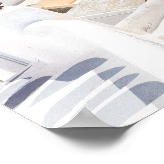 Santorini - Blauwe kerk in Oia poster (Hoek)