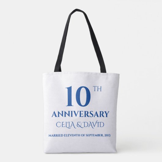 Santorini Blauwe Kust Bruiloft Jubileum Custom Draagtas (Achterkant)