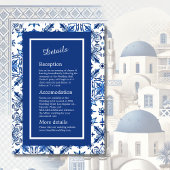 Santorini blauwe mediterrane bruiloft informatiekaartje