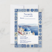 Santorini Blauwe Tegels Waterverf Bestemming Huwel