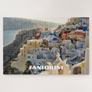 Santorini Blue en White Uitzicht Greek Holiday Isl Legpuzzel