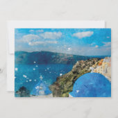 Santorini blue floral bruiloft verandert datumkaar bedankkaart (Achterkant)