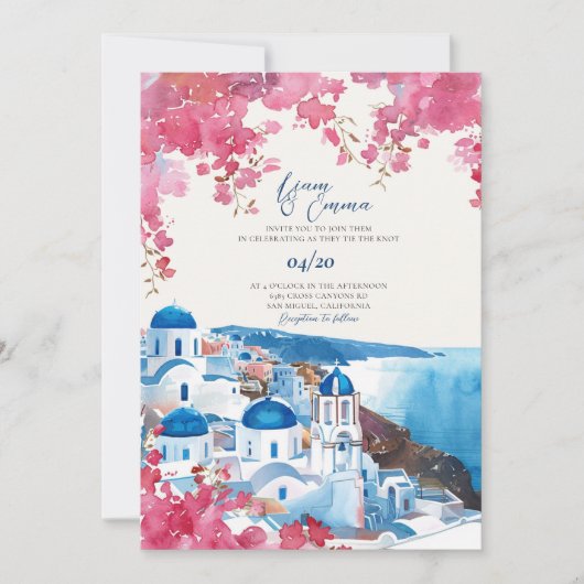Santorini bruiloft Grieks uitnodigen bruiloft best Kaart (Voorkant)