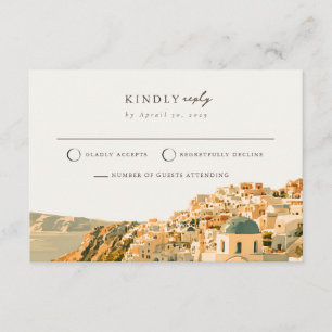 Santorini Caldera Mail Back Huwelijks RSVP Kaart