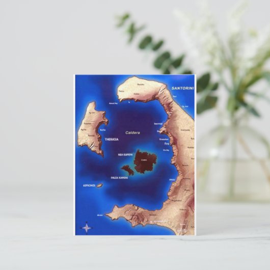 santorini-caldera-map.jpg briefkaart (Staand voorkant)