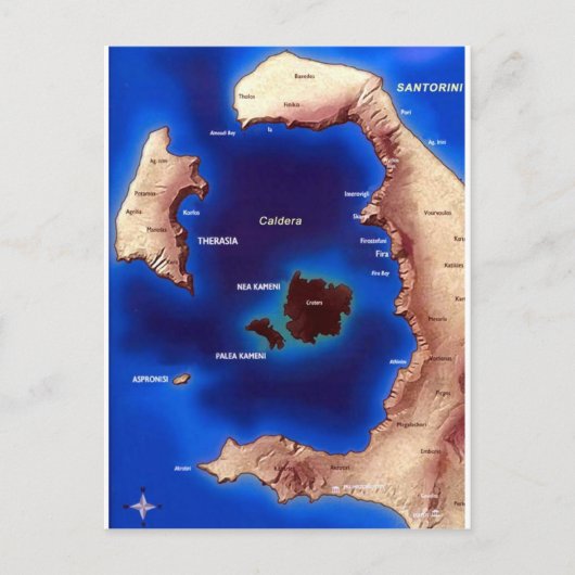 santorini-caldera-map.jpg briefkaart (Voorkant)