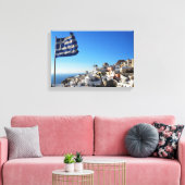 Santorini Canvas, Griekse middeleeuwse stad Canvas Afdruk (Insitu (Woonkamer))