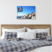 Santorini Canvas, Griekse middeleeuwse stad Canvas Afdruk (Insitu (Slaapkamer))