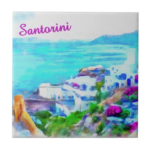 Santorini Ceramic Tile Tegeltje (Voorkant)