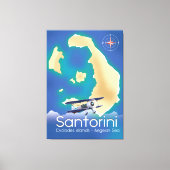 Santorini Cyclades Islands Aegean Zee map Canvas Afdruk (Voorkant)