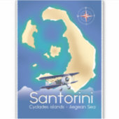 Santorini Cyclades Islands Aegean Zee map Sticker (Voorkant)