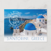 Santorini Destination Wedding Save the Date Aankondigingskaart (Voorkant)