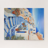 Santorini Eiland Illustratie | Reiskunst Legpuzzel (Horizontaal)