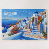 Santorini Eiland Illustratie | Reiskunst Legpuzzel (Horizontaal)