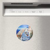 Santorini Eiland Illustratie | Reiskunst Magneet (Insitu (Vaatwasser))