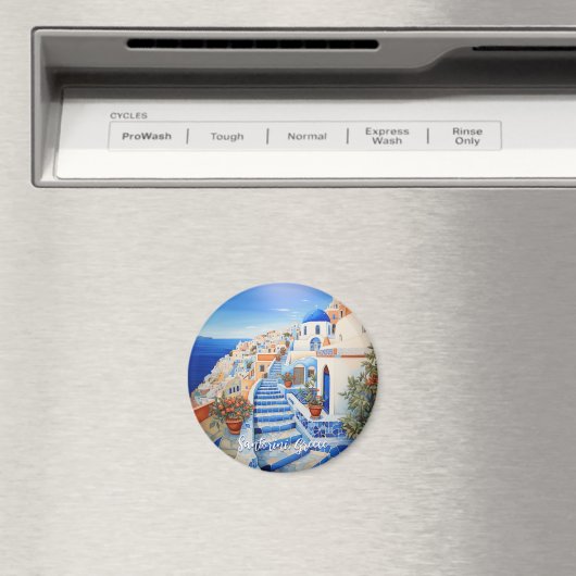 Santorini Eiland Illustratie | Reiskunst Magneet (Insitu (Vaatwasser))