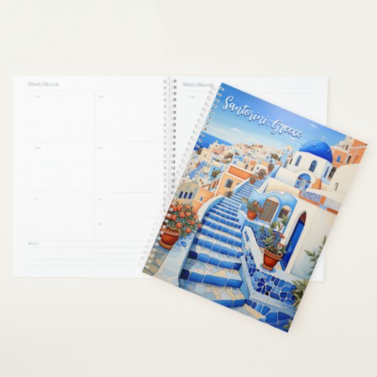 Santorini Eiland Illustratie | Reiskunst Planner (Display)