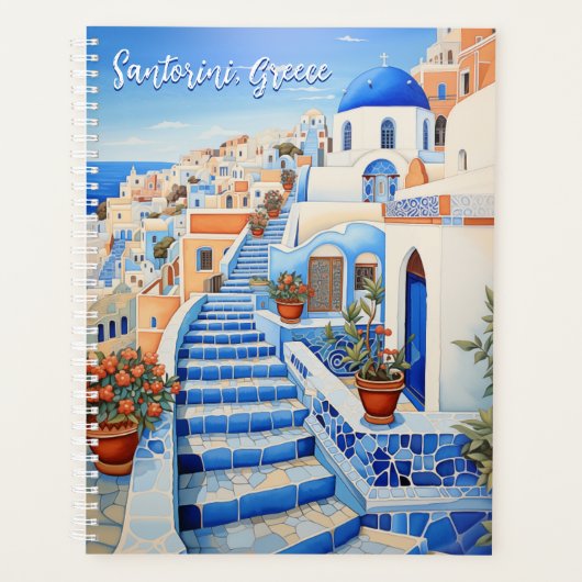Santorini Eiland Illustratie | Reiskunst Planner (Voorkant)